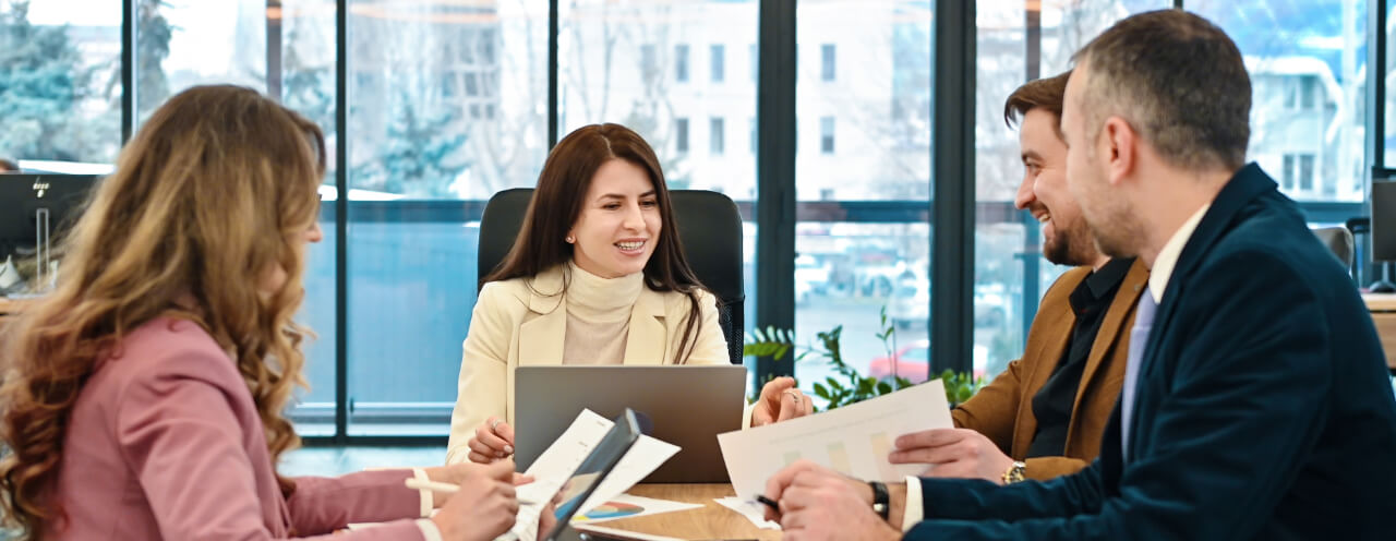 Girl presentation in meeting